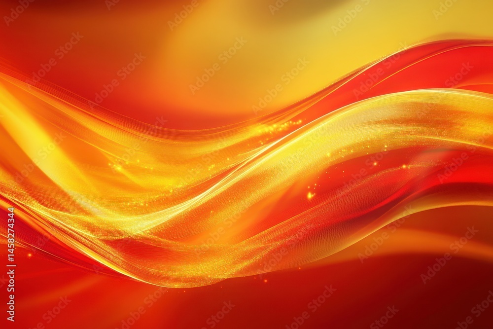 Poster dynamic red and yellow waves create an energetic abstract artwork that captivates the viewer's atten