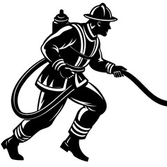 vector illustration of a fireman with axe