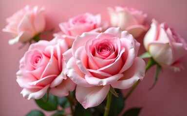 Spectacular Pink roses in bloom background. High quality