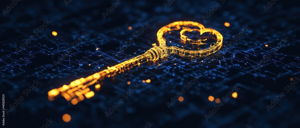 Poster digital key network security and access abstract 3 d rendering