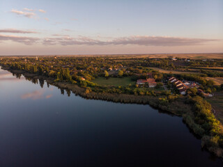 Big artificialy made Canal, like huge river in Vojvodina, Serbia, Great Backa Canal in Backo Gradiste