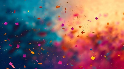 Vibrant confetti explosion slow motion background for celebrations parties and festive events footage