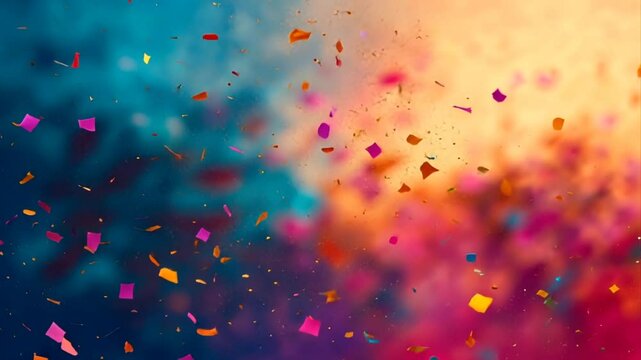 Vibrant confetti explosion slow motion background for celebrations parties and festive events footage