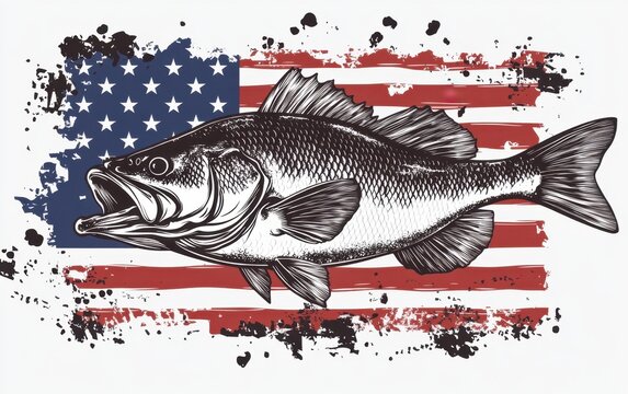 Majestic Fish on American Flag