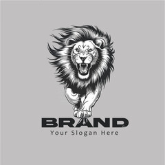 lion head vector illustration with bold text