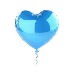 3d rendering icon blue heart balloon illustration PNG. cartoon minimal style heart shape balloon on transparent isolated background.