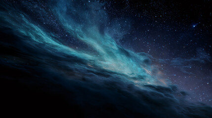 Cosmic nebula swirling in the vast expanse of blank space