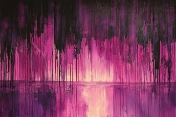 Abstract Expression of Pink and Purple Hues with Colorful Drips