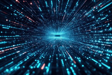 Obraz premium Digital abstract technology background featuring vibrant data streams conveying a sense of depth and motion, Data streams digital abstract technology background,Cyber pattern line digital background