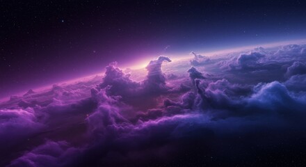 Naklejka premium Outer space clouds and stars horizon