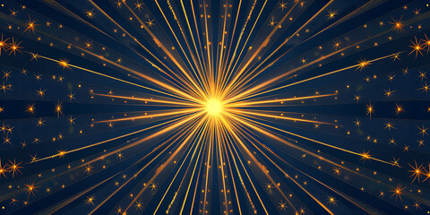 Radiant Golden Starburst with Dynamic Light Rays