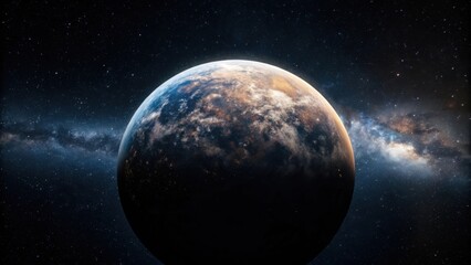 Obraz premium Detailed planet earth view from space with galaxy background and atmosphere