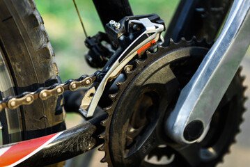 Fototapeta premium Close up of mountain bike sprockets and chain.