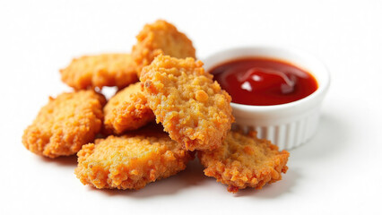 Fried Chicken Nuggets with White Backgrounc