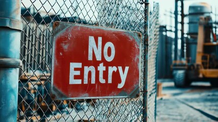 Industrial Scene with No Entry Sign