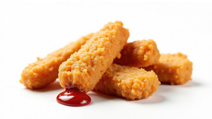 Fried Chicken Nuggets with White Backgrounc