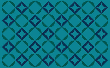 Fototapeta premium seamless pattern with blue flowers. Seamless Geometric Pattern of Interlocking Hexagons and Squares in Blue. Abstract Blue and White Grid Pattern with Hexagonal and Square Elements