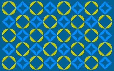 seamless pattern with blue stars. Traditional Indonesian Kawung Batik Design with Symmetrical Repeating OvalsElegant Ethnic Kawung Pattern: Stylized Intertwined Oval Forms for Textile or Wallpaper