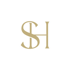 SH letter modern line style fashion brand luxury style design modern style creative golden wordmark design typography illustration, hs wordmark, sh logo