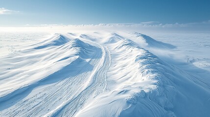Arctic landscape, snow-covered mountains