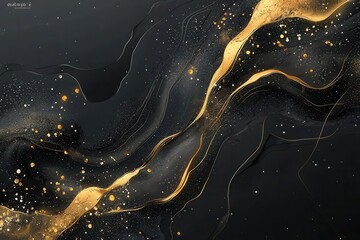 Elegant Black and Gold Abstract Background with Fluid Patterns