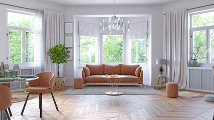 Obraz premium Scandinavian living room with natural light