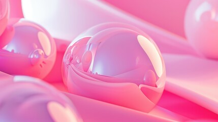 Pink Orb Reflections: A Dreamy Abstract Composition