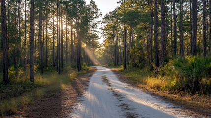 Obraz premium Sunlit Forest Path (1)