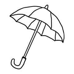 This is a pixel design illustrating the hand-drawn sketch of an umbrella, showcasing minimalistic lines and artistic strokes ideal for weather, monsoon, and protection themes.