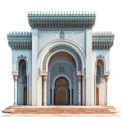 Obraz premium 3D front view illustration of a Qsar al-Hosn Morocco monument isolated on a white transparent background.