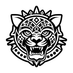A filled style icon of jaguar head tattoo
