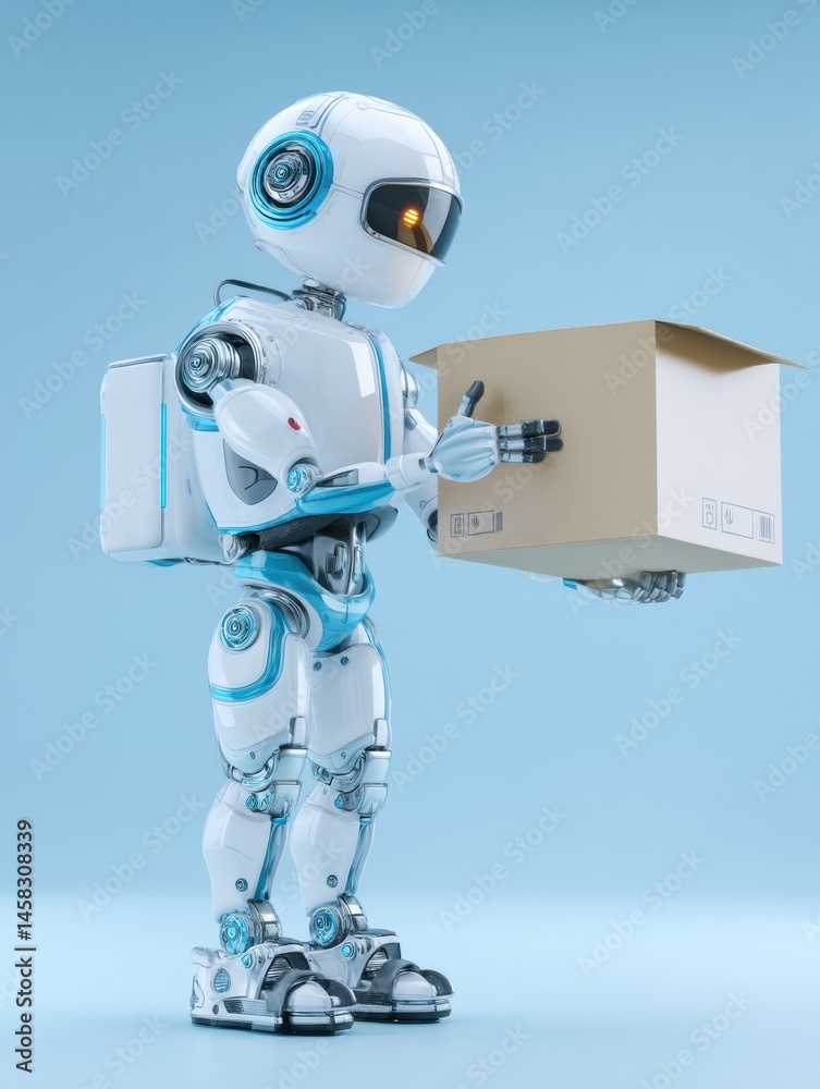 Leinwandbilder Robot Courier Delivers Package in Futuristic Design With Clean Lines and Advanced Technology Generative AI