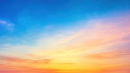 Obraz premium Vibrant sunset sky orange yellow pink blue hues wispy clouds