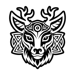 A solid style icon of animal head tattoo