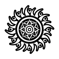 A glyph style icon of sacred sun tattoo