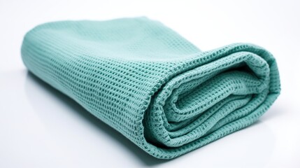 Folded teal-colored blanket