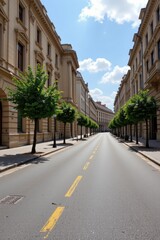 Obraz premium classical architecture and urban roads, empty road in the city