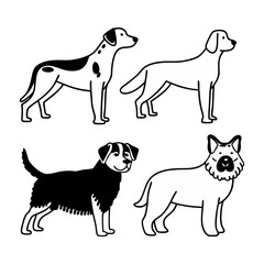 Set of Outline Dog Breed Illustrations