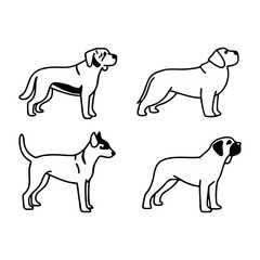 Set of Outline Dog Breed Illustrations