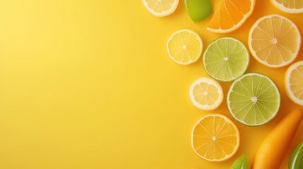 Vibrant Citrus Slices on Yellow Background