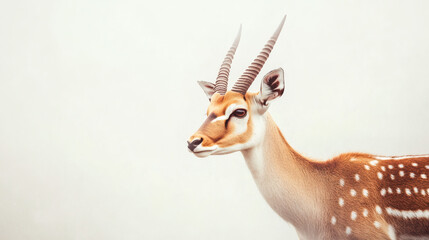 Fototapeta premium mammal, no people, stag, animal, adolescence, defocused, horizontal, isolated on white, photography, plain, standing, vertebrate, wildlife, antler, color image, cut-out, close-up, deer, isolated, port
