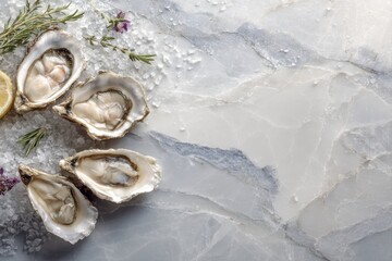 Elegant oysters on marble a luxurious culinary presentation