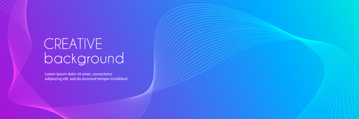 Abstract colorful gradient creative vector long banner template. Wavy minimal trendy background for business presentations, web header design