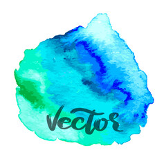 Blue and Green Hand Drawn Watercolor Drops Vector Illustration