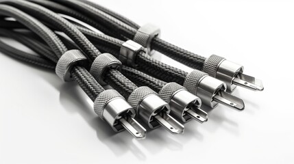 Gray audio cables with connectors