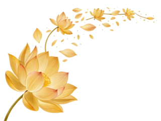 Beautiful lotus flower gracefully blooms, its petals gently falling like whispers of nature elegance