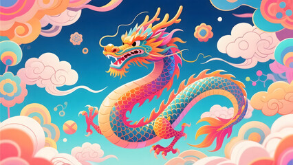 Dragon Boat Festival dragon head traditional festival Chinese dragon scene illustration