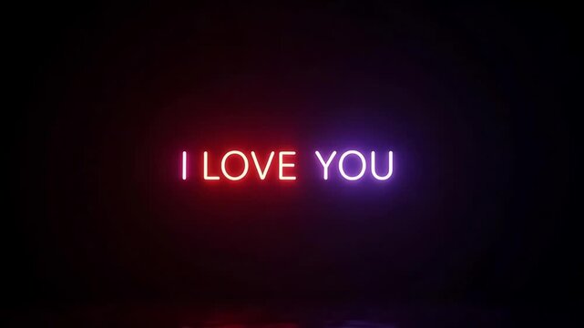 Glowing Neon I Love You Sign Romantic Love Message