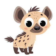 Cute Little Crocuta in Flat Style Isolated on White Background. Hand Drawn Vector Art.