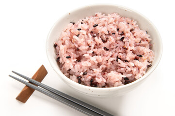 雑穀米の炊き立て赤米ご飯